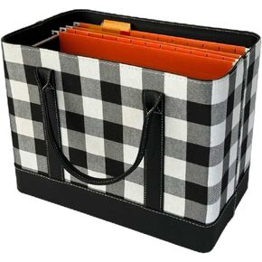 Trenton Gifts File Organizer Tote | طريقة أنيقة للحفاظ على تنظيم | Black/White منقوشة