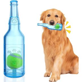 Water Bottle Dog Toy for Aggressive Chewers, Cute Squeaky Indestructible Water Bottle Dog Chew Toys for Medium/Small Dogs Interactive Dog Toys to Exercise and Accompany (Blue)