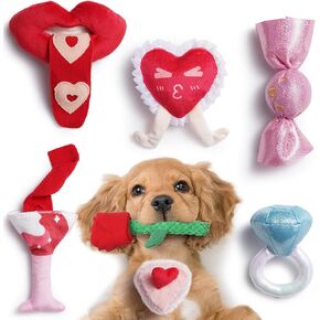 Nocciola Squeaky Dog Toys for Girls, Adorable Plush Ruffled Rose Heart Puppy Toy to Keep Them Busy, for Small, Medium and Large Breeds, 7 Pack