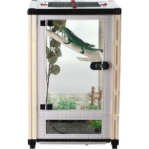 crapelles 15.7x15.7x23.6 inches Bird Cage, Amphibian Habitat, Reptile Tank, Pet Box, Easy Assembly White Ventilation Cage for Hamster, Chinchillas, Hedgehog, Snake,Lizard, Parrot