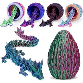 Dragon Egg-3D Printed Dragon in Egg,Crystal Dragon Articulated Dragon Adults Fidget Toys for Autism ADHD,3D Printed Gift Toy, Executive Desk Toys,Home Office Decor