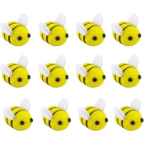 Prudance 12 Piece Wool Felt Bees Cute DIY Craft Supplies for Baby Showers Children's Parties Nursery Tents and Home Decoration