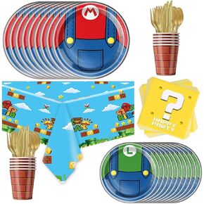 81Pcs Super Brother Party Tableware Set, Super Brother Party Decoration, Super Brother Birthday Party Supplies
