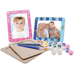 VHALE DIY PAINT Frame الخاص بك ، 4 مجموعات من إطارات صور MDF الخشبية (5 × 7 بوصات) مع حامل ، للأطفال للطلاء والتزيين ، والفنون الفصول الدراسية ، وفضلات الحفلات للأطفال
