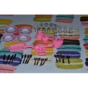 Gloria Dollhouse Furniture- Accessories Plate Glasses Spoon Set