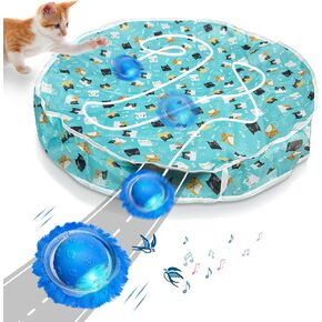 Interactive Cat Toys for Indoor Cats - Automatic Cat Toys for Bored Indoor Adult Cats in Pouch, Rechargeable Motion Activate Bird Chirping Hide and Seek Cat Ball Toy, Mouse Catching Game for Cat