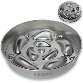 Metal Slow Feeder Dog Bowl,304 Stainless Steel,Non-Slip,Anti-Gulp Design for Fast Eaters,Slow Down Eating,3-5 Cups Capacity Pet Food Bowls for Large Medium Small Breed,Double-Sided