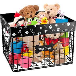 GeyeCete Toy Box للكلاب الكلب الكبير منظم لعبة الحيوانات الأليفة سلة طي سلة كلب حاوية الكلب لعبة صندوق مقاوم للكلاب.