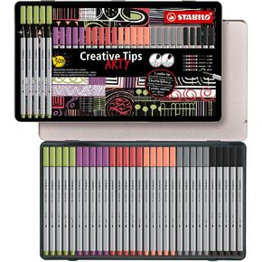 Sabilo Multi -Tip Pen Tips Tips - 30 قطعة مجموعة من القصدير المعدنية - 6 ألوان الباستيل - الرسم الفني ، التوضيح ، الرسم ، الكتابة ، الحروف