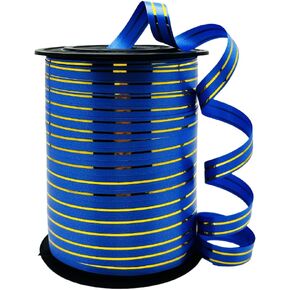 Christmas Blue and Gold Ribbon,250 Yard Curling Ribbon for Crafts, Balloon String, 3/8" Ribbon for Gift Wrapping, Florist Flower (1 Roll)