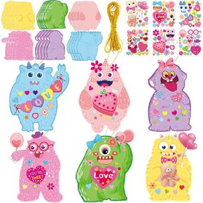 Fancy Land Valentine's Day Craft for Kids Monster Craft Kit Make Your Own Monster Ornament for Classroom Home Fun Activities 30 Pack