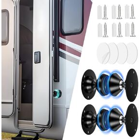2-Pack Magnetic RV Door Holder, Heavy Duty Baggage Door Catch Door Stopper with Adhesives and Screws, for RV, Trailer, Camper, Motorhome