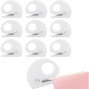 10 PCS Letter Openers Professional Envelope Cutter Mail Openers Mini Letter Openers Slitter with Blade Box Cutter for Envelope,Package,Paper Cut(White)