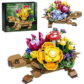 Sea Turtle Succulent Planter Building Set, Compatible with Lego Turtle Flowers Pot Building Kit, Animals Botanical Collection Blocks Toys, for 6+ Girls, Women, Home Plants Decor, Gifts
