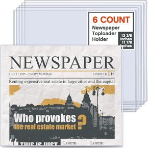 Faccito 6 Pack Newspaper Holder 13 "× 11" أحكام حامي الصحف البلاستيكية الصلبة 4.5 ملم PVC PVC Clear Loaders لمستندات Arochival Archival Storage