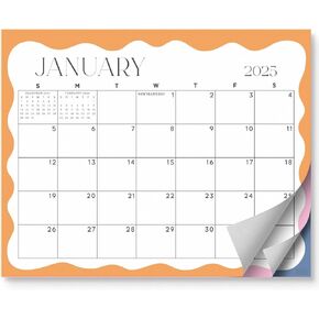 S&O Modern Wavy Magnetic Fridge Calendar from January 2025-June 2026 - Tear-Off Refrigerator Calendar to Track Events & Appointments - 18 Month Magnetic Planner for Fridge for Easy Planning-8"x10" in.
