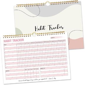 Habit Tracker Calendar, Daily Weekly Goal and Habit Tracker Journal, 12 Months Undated Habits Tracker Planner with Spiral Binding, Boost Productivity Tool and Workout Calendar, 11.7"x8.5"