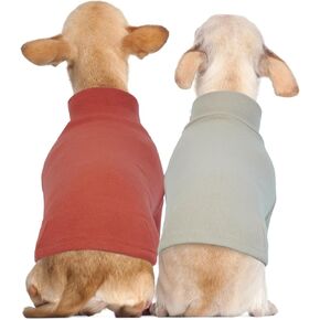 2 Pack Dog Shirt, Soft Stretchy Dog T-Shirt for Small Dogs, Breathable Material with Sleeves, Dog Clothes Daily Outfit Chihuahua, Grey Indigo, Blue XS