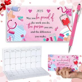 Gueevin 2025 Pocket Calendar for Purse with Pen Nurse Gift Small Pocket Planner Handy Weekly Monthly Planner Journal Writing Notebook for Christmas New Year Gift Women Nursing School Essentials