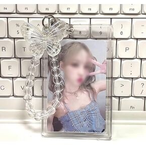 Acrylic Photocard Holder, 3 Inch Credit Id Bank Bus Student Card Pendant Keychain Badge Holder (A)
