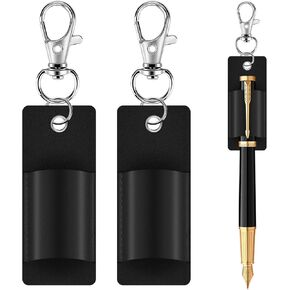 2 Pcs Pen Holder for Lanyard, Portable Pen Lanyard for Badge Keychain or Neck Lanyard, Anti-Lost Lanyard Pen Holder, Leather Lanyard Pen for Nurses, Courier, Clerk