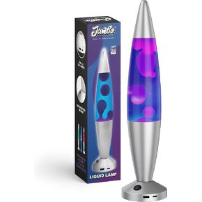 JAMBO Beautiful Liquid Lamp with USB Ports, 16" Motion Lamp with Blue Liquid Purple Wax, Relaxing Night Light Nightlight, Mood Lamp, Lamps for Bedroom Living Room Office, Lamp for Adults Teens Kids