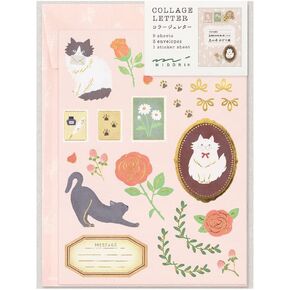 Midori 86922006 Letter Set, Collage, Cat Pattern