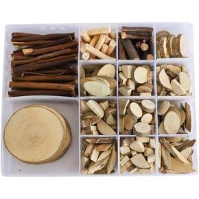 ChooseInOne Log Handmade DIY Wood Craft Kits for Kids Wooden Unfinished Toys Paint Art Garden Playset Bulk Sticks Loose Parts Materials 360g(Large), YMDIY-KIT360-LRG