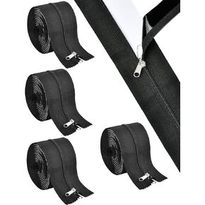 Lainballow 4 Rolls Heavy Duty Zipper, 7 Ft x 3 in Peel and Stick Dust Barrier Zipper, Double Sided Self-Adhesive Door Zipper for Greenhouses, Repair Zones, Construction Sites