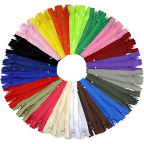 YZSIFRM Bulk Nylon Zippers for Sewing: 10 Pcs/80 Pcs Purses Zipper - Assorted Colors Zipper for Crafts (01 20 Mix Color, 4 inch/10.16cm)