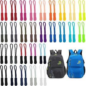 56PCS Luggage Zipper Pulls Replacement - 28 Colors Zipper Pull Replacement Tab for Backpacks, Jackets, Luggage, Purses, Handbags, Sweatshirt