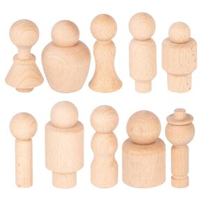 TickiT Wooden Community Figures - Set of 10 - For Ages 18m+ - Wooden Peg Dolls for Kids - 10 Different Shapes - Loose Parts Wooden Toys for Toddlers