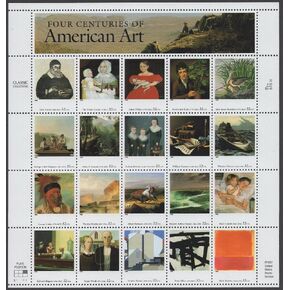Four Centuries of American Art Classic Collection (Sheet of 20) 32 Cent Postage Stamps 1998 Scott #3236