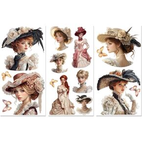 فرك على شارات النقل لحرف الأثاث 6 "x12" ، 3pcs عتيقة قزم مقاوم للماء UV DTF ملصق ملصقات لصناديق الملابس الداخلية للملابس الداخلية من الزجاج الزجاجي