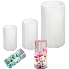 Large Cylinder Candle Molds for Candle Making, 3 Pieces Cylinder Silicone Resin Epoxy Mold Large Pillar Silicone Molds Large Jewelry Resin Casting Mold for Candles Epoxy Resin Soaps DIY Craft