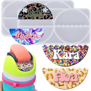 Juome Name Plate Resin Molds Silicone for Owala Water Bottle 24 oz 32oz 40 oz, 4 Cavities Name Tag Silicone Molds for Epoxy Resin, DIY Personalized Name Plate Making Accessories for Owala Tumbler Cup