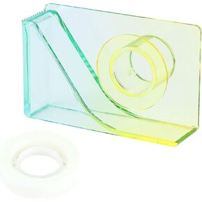 Tape Dispenser, Desktop Tape Dispenser Transparent Acrylic Tape Dispenser Cute Tape Dispenser for Office School Home (Gradient Green Gold)