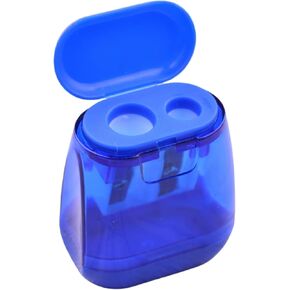 Lid Dual Hole Multifunctional Pencil Sharpener,Lightweight,Portable,Transparent Hand Held Small Compact Pencil Sharpener for Classrooms,Offices Writing and Correction Supplies (Blue)