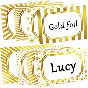 Zacool Gold Foil Name Tags Stickers(3"x 2") Gold Border Christmas Gift Tag Stickers, 160 Pcs Sticky Christmas Name Tags Stickers Gold Name Tag Labels for Gift Themed Party Family Home School Office