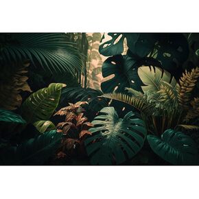 Tropical Leaves Aquarium Background Rainforest Green Plants Reptile Habitat Background Lush Tropical Leaves Terrarium Background Fish Tank Decor Vinyl 24x12in