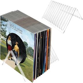 2 Pack Clear Vinyl Record Holder Storage, 12 Slot Acrylic Vinyl Record Storage Triangle File Holder for Desktop Album Storage, Magazine, CD