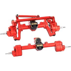 RCAWD Full Metal Worm Gear Portal Axles Screws Locked for 1/18 FMS Thunder Storm BRONX FJ CRUISER CHEYENNE GLACIER PATRIOT HILUX Magnum CHEVROLET MOGRICH Parts(Red)