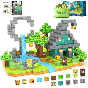 Magnetic Blocks Kids Building Toys Mine Magworld Magic Enchanted Building Craft 1'' Cubes, Magnet Construction Sensory Toys for 3+ Year Old Boys Girls, Game Gifts for Kids Ages 4-6, 5-7, 4-8, 8-12