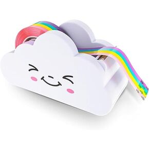 White Tape Desk Dispenser Cloud Tape Cutter with Rainbow Tape Dispenser Cute Tape Dispenser Holder for Home School Office Stationary Packaging Wrapping Craft Supplies,Packaging and Shipping Supplies