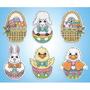 Easter Counted Cross Stitch Ornament Kit - Set/6