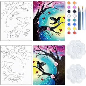Webeedy Predn Canvas Bird Pert Pregas Canvas الطلاء الطبق 8x10 بوصة DIY لوحة القماش للبالغين SIP SIP و PAIN