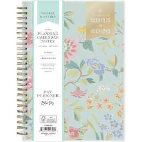 Blue Sky Day Designer 2025-2026 Weekly and Monthly Academic Year Planner Calendar, July 2025 - June 2026, 5.8" x 8.6", Flexible Cover, Laminated Tabs, Storage Pocket, Includes Stickers, Climbing Floral Mint