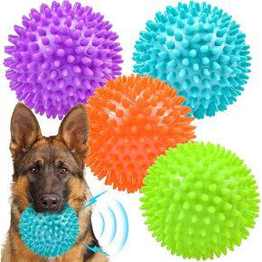4.5"Dog Balls Squeaky Dogs Toys for Medium Large Dog Toys for Aggressive Chewers Spiky Ball Big Outdoor Chew Dogs Toys