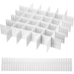 uxcell 60Pcs Drawer Divider Organizer, Plastic Adjustable Separator Drawer Storage for Underwear Makeup Scarf Socks Organizers, White(Free Cutting)