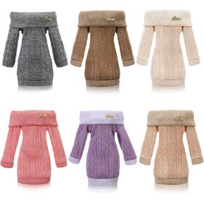 6 Pcs Winter Christmas Doll Clothes 11.8 Inch Doll Sweater Outfits Sweet Doll Accessories for Christmas Birthday Gift(Grey, Dark Coffee, Light Coffee, Pink, White, Purple)